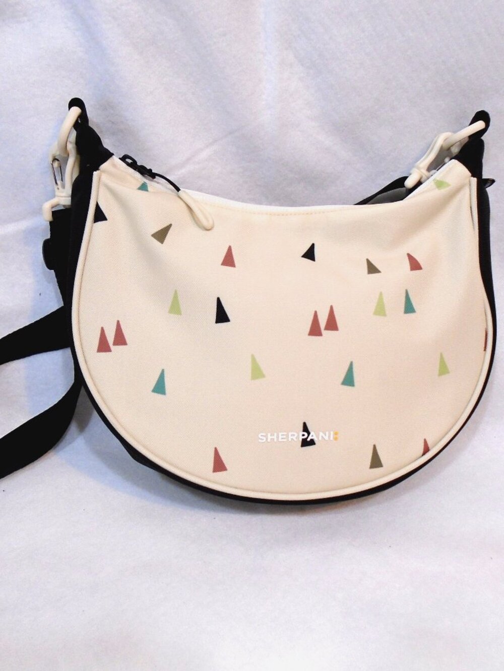 Sherpani Mina Crossbody Handbag in Terrazzo, lightweight crescent shape